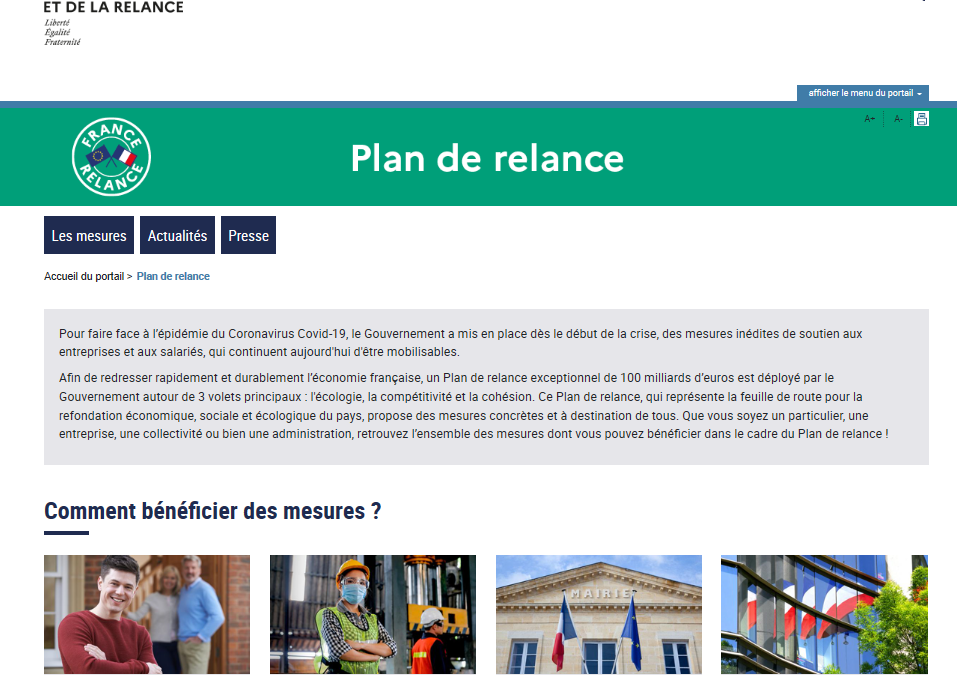 UN SITE DEDIE AU PLAN « FRANCE RELANCE »